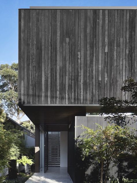 Best of est | Charred Wood Homes | Global Design | est living Shou Sugi Ban Interior, Hecker Guthrie, Glass Blocks Wall, Melbourne Home, Clad Home, Timber Battens, Charred Wood, Est Living, Sugi Ban