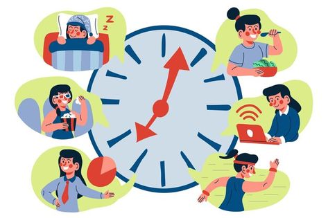 Time management concept hand drawn | Free Vector #Freepik #freevector #time #flat #illustration #schedule Time Management Illustration, Time Cartoon, School Board, About Time, Flat Illustration, Free Time, Cartoon Illustration, Time Management, Board Games