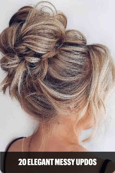 Messy Blonde High Bun Updo Shoulder Length Hair Updos, High Updo Wedding, Wedding Guest Updo, Messy Updos, High Updo, Blonde High, High Bun Hairstyles, Messy Hair Updo, Wedding Hair Up