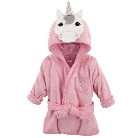 Woven Terry Animal Bathrobe - Pink Unicorn, Infant Girl's, Yellow Baby Vision, Baby Bath Robe, Baby Robes, Baby Unicorn, Infant Girl, Girls Sleepwear, Embroidered Gifts, Hudson Baby, Baby Pajamas