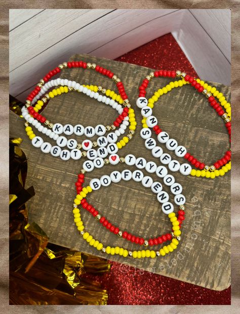 Superbowl Friendship Bracelets, Kansas City Chiefs Friendship Bracelet, Super Bowl Bracelets, Super Bowl Friendship Bracelets, Chiefs Beaded Bracelet, Kansas City Chiefs Bracelets, Chiefs Friendship Bracelet, Swifty Bracelets, Chiefs Bracelet