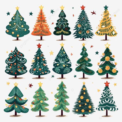 christmas tree in different styles vector set of stylized illustrations star poster ornate png Christmas Star Images, Christmas Tree Vector Art, Christmas Trees Illustration, Xmas Tree Illustration, Christmas Tree Drawing Aesthetic, Christmas Star Illustration, Notebook Clipart, Aesthetic Clipart, Christmas Tree Illustration