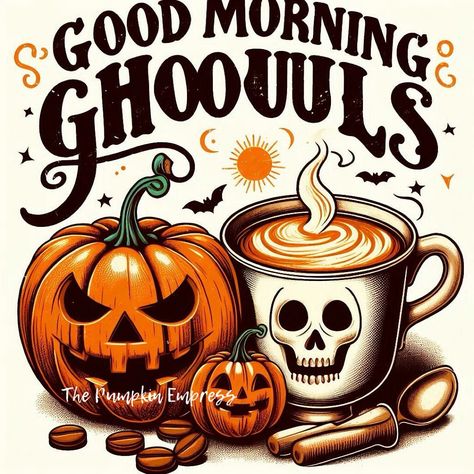 Good morning!!! Where is everyone ? I’m in Chicago, Illinois. Good Morning Halloween, Halloween Good Morning, Work Reflections, Halloween Morning, October Vibes, Coffee Halloween, Halloween Eve, Interactive Posts, Halloween Queen