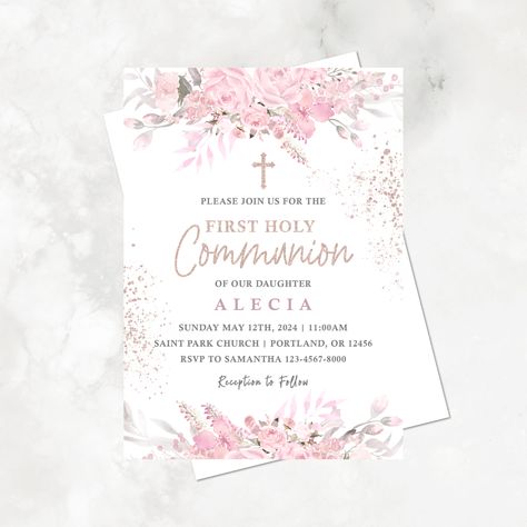 Celebrate your little girl's spiritual milestone with our elegant and customizable First Holy Communion invitations. 💒🕊️ Capture the essence of this special day with a touch of grace and charm. Perfect for inviting loved ones to join in the blessed event. 💌✨ #FirstCommunion #GirlsInvitation #Customizable Holy Communion Invitations, First Communion Invitations, 1st Communion, Communion Invitations, Party Invites, Girl Decor, First Holy Communion, Custom Party, Holy Communion