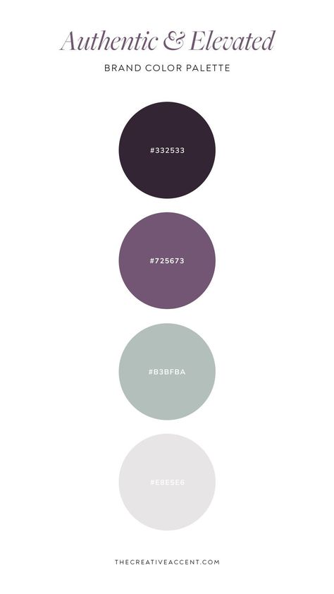 Silver Complimentary Colors, Navy Lavender Color Scheme, Purple Accent Color Palette, Brand Color Palette With Purple, Muted Purple Palette, Purple And Sage Color Palette, Purple Green Silver Color Palettes, Brand Kit With Hex Codes And Fonts, Dark Pastel Palette