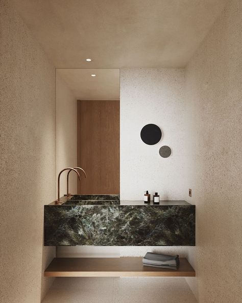 MA&partners | Introducing Nidame: A harmonious blend of tactile materiality and serene minimalism. We present it through its bathroom, an elegant space… | Instagram Paint Powder Room, Wabi Sabi Half Bathroom, Minimal Powder Room, Wabi Sabi Toilet Design, Amber Interiors Powder Room, Earthy Washroom Design, Amber Interiors Powder Bath, Bathroom Minimal, Townhouse Interior