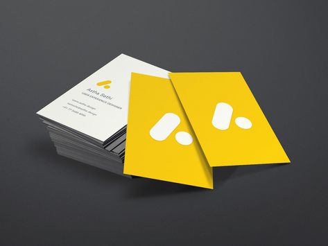 Yellow Business Card Design, Business Card Ideas With Qr Code, Developer Business Card, Yellow Business Card, Branding Corporate, Design Cars, Card Creative, Name Card Design, Brochure Print