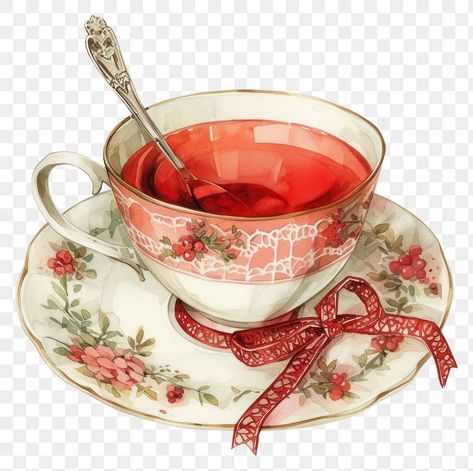 Teacup Aesthetic, Teacup Illustration, Tea Png, Red Drink, Coquette Red, Drink Png, Tea Cup Art, Red Drinks, Tea Illustration