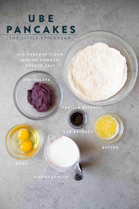 Ube Pancakes - The Little Epicurean Ube Pancakes, Ube Jam, Ube Halaya, Filipino Dessert Recipes, Ube Recipes, Filipino Food Dessert, Purple Yam, Hawaii Food, Filipino Desserts