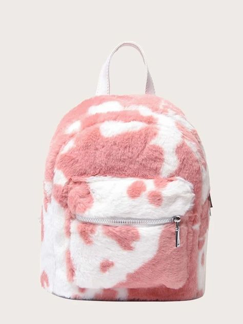 Girls Two Tone Fluffy Backpack | SHEIN USA Shein Backpack, Fluffy Backpack, Girly Backpacks, Tie Dye Bags, Cute Mini Backpacks, Stylish School Bags, Trendy Backpacks, Girly Bags, Stylish Backpacks