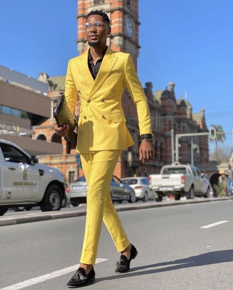 Gentlemen Outfit, Prom Shoot, Social Clothes, Blue Suit Men, Formal Men, Yellow Suit, Dinner Suit, Church Outfit, Formal Fashion