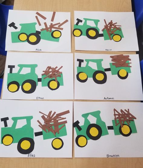 Farm Eyfs Craft, Open Ended Tractor Art, Tractor Art For Toddlers, Tractor Preschool Craft, Farm Theme Preschool Activities Art Projects, Tractor Art Preschool, Barn Art Preschool, Farmer Crafts For Preschool, Farm Arts And Crafts Preschool