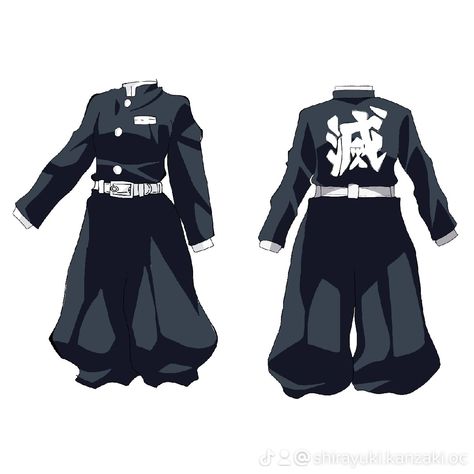 Kny Oc Uniform, Demon Slayer Uniform Drawing, Kny Uniform, Demon Slayer Uniform, Demon Slayer Poses Drawing, Kon Bleach, Kny Base, Damon Slayer, Clothing Design Sketches