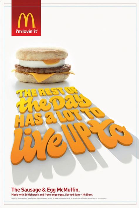 Brilliant Use of 3D in Ads Typography Design Ideas, Sausage And Egg Mcmuffin, Typography Ads, 3d Typography Design, Advertising Methods, 광고 디자인, Publicidad Creativa, Food Advertising, 3d Typography