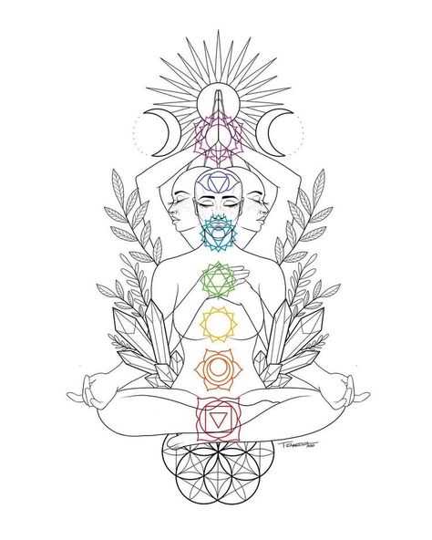 Chakra Tattoos, Balanced Chakras, Spiritual Drawings, Chakra Tattoo, The Seven Chakras, Tattoos For Black Skin, Spiritual Tattoos, Tattoo Design Book, Seven Chakras