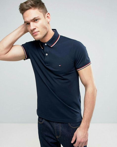 Tommy Hilfiger Tommy Hilfiger Polo, Well Dressed Men, Polo Collar, Well Dressed, Fit In, Tshirts Online, Custom Fit, Tommy Hilfiger, Men's Polo Shirt