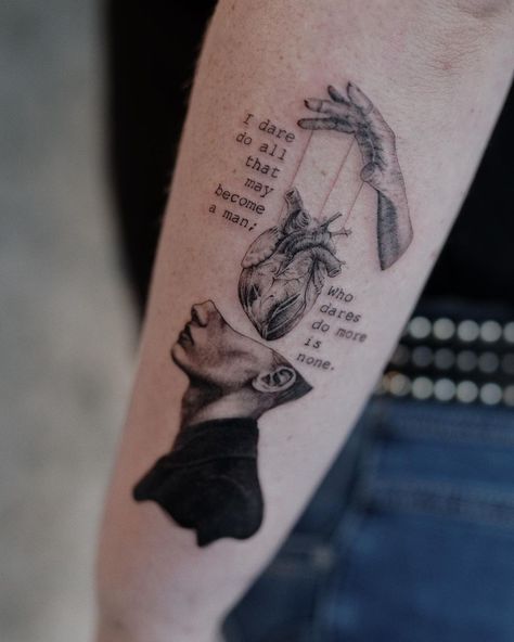 𝖈𝖊𝖈𝖎𝖑 on Instagram: “@alberte.mh.jacobsen put me on this super exciting assignment, to make something visual out of this Macbeth quote 🙏🏻✨she gave me completely…” Macbeth Tattoo Ideas, Lady Macbeth Tattoo, Mary Shelley Tattoo, Shakespeare Tattoo Ideas, Macbeth Tattoo, Hamlet Tattoo, Macbeth Aesthetic, Shakespeare Tattoo, Macbeth Witches