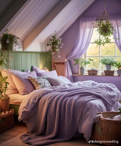 Lavender Room, Purple Bedrooms, Casa Country, Purple Rooms, Home Decor Ideas Living Room, Cozy Room Decor, Dreamy Bedrooms, Ideas Living Room, Bedroom Green