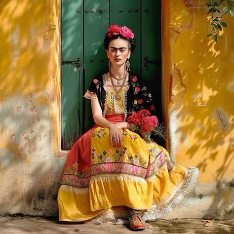 Frida Kahlo Fashion, Frida Kahlo Drawing, Transformation Dress, Frida Kahlo Dress, Freida Kahlo, Frida Paintings, Frida Kahlo Portraits, Kahlo Paintings, Frida Kahlo Style