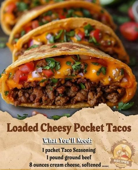 Gordon Ramsay - Recipes | 🌮 Loaded Cheesy Pocket Tacos 🧀 Pocket Tacos, Stanley Tucci Recipes, Tucci Recipes, Buddy Valastro, Gordon Ramsay Recipe, Taco Ingredients, Stanley Tucci, Anthony Bourdain, Cooking Guide