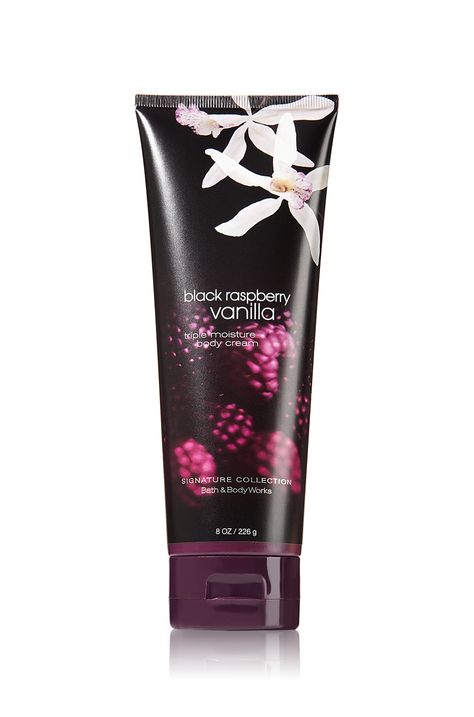 Black Raspberry Vanilla Triple Moisture Body Cream | Bath & Body Works. The only body soap & lotion scent I use. This cream version works wonders for dry skin, or regular skin in dry climates. Bubble Bath Soap, Bath N Body Works, Fun Products, Perfume Lotion, Perfume Body Spray, Black Raspberry Vanilla, Bath And Body Works Perfume, Hand Sanitizers, Vanilla Fragrance