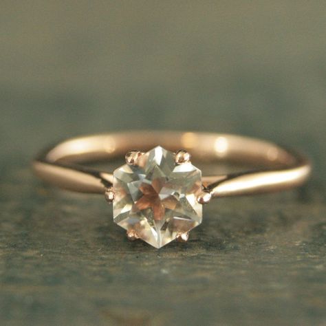 Hexagon Gold Engagement Ring, Honeycomb Engagement Ring, Simplistic Engagement Rings Gold, Hexagon Stone Ring, Sustainable Engagement Rings, Earthy Engagement Ring, Hexagon Engagement Rings, Gender Neutral Engagement Rings, Engagement Rings For Small Hands