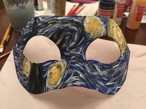 My diy Starry Night Halloween mask Starry Night Masquerade, Diy Starry Night, Starry Night Halloween, Night Halloween Costume, Mask Masquerade, Masquerade Masks, Halloween Mask, Masks Masquerade, Masquerade Mask