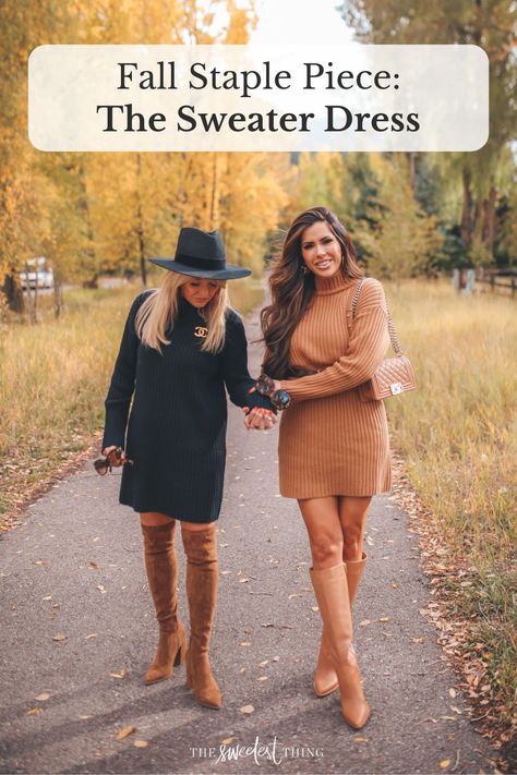 Midi Sweater Dress Outfit With Boots, Camel Knee High Boots Outfit, Sweater Dress With Tall Boots, Tall Boots Outfit Winter, Boots With Dress Outfit, Sweater Dress With Boots, Sweater Dress Fall, Sweater Dress Boots, Tall Boots Outfit