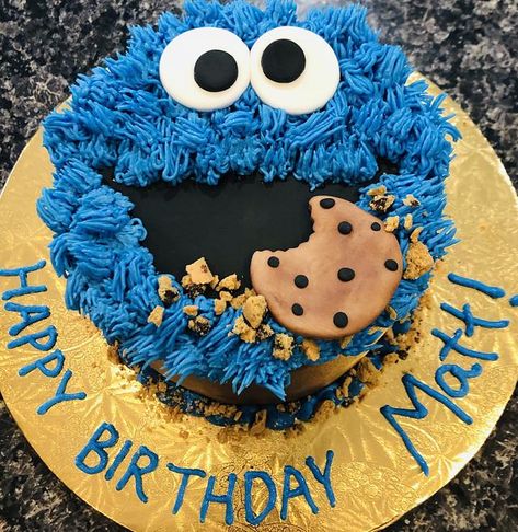 Cookie Monster Birthday Cake by MerMade Diy Cookie Monster Cake, Cookie Monster 3rd Birthday Party, Cookie Monster Birthday Cake, Cookie Monster Theme Party, Cookie Monster Smash Cake, Cookie Monster 1st Birthday Cake, Cookie Monster 2nd Birthday, Gf Chocolate Cake, Gf Chocolate Chip Cookies