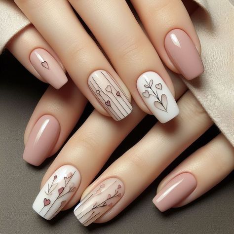 Classy Bridesmaid Nails, Nude Wedding Nails, Short Long Nails, Flower Design Nails, Absolutely Blooming, Nude Nail Art, Pale Nails, Nail Designs For Spring, Easter Nail