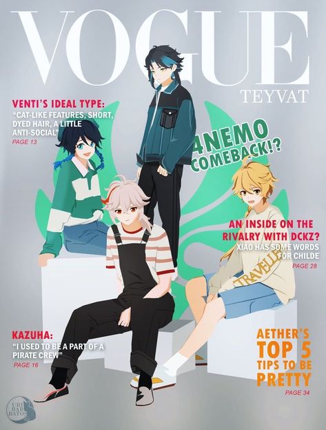 Genshin Impact 4nemo, Anemo Boys, Life Is Strange, Funny Cute, Magazine Cover, Anime Funny, No. 2, Genshin Impact, Anime Art