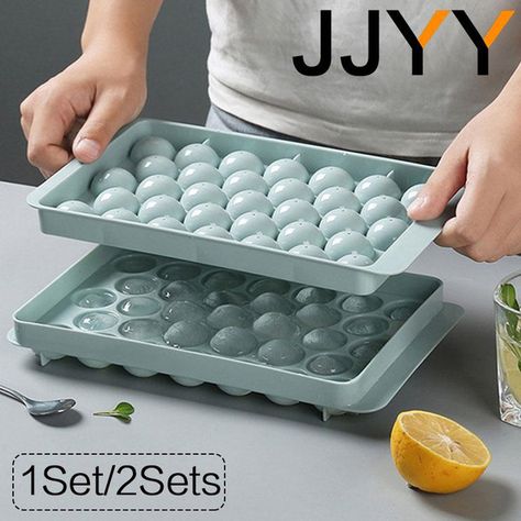 JJYY 1Set/2Sets Reusable Round Ice Cube Tray Whiskey Silicon Ice Cube Bar Ball Maker Sphere Mould Brick Tray 2 Styles Optional | Wish Round Ice Cubes, Ice Ball Maker, Round Ice, Ice Tongs, Silicone Ice Cube Tray, Ice Ball, Ice Cube Maker, Diamond Ice, Ice Molds