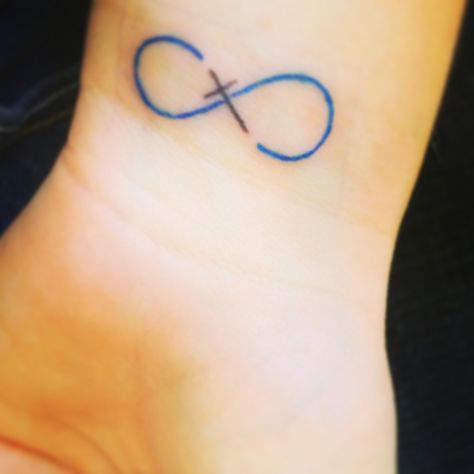 Infinity cross tattoo. #Infinicross Infinity Cross Tattoo, Infinity Sign Tattoo, Cross Tattoo Meaning, Infinity Tattoo On Wrist, Cross Tattoo On Wrist, Infinity Symbol Tattoo, Tattoo Sites, Celtic Cross Tattoos, Infinity Cross