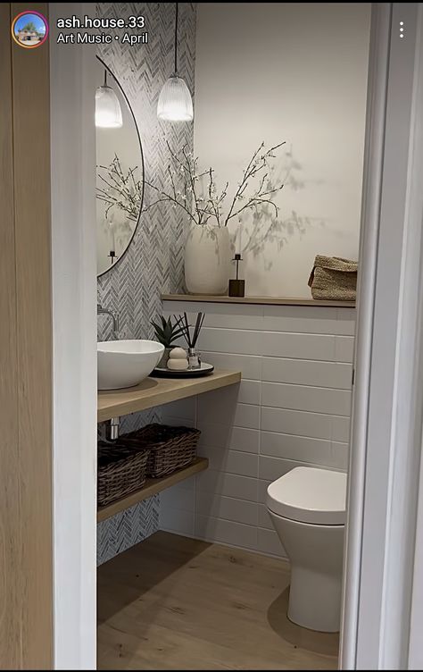 Downstairs Toilet Sink, Downstairs Toilet And Shower Ideas, Modern Cloakroom Ideas, Scandi Cloakroom Toilet, Downstairs Toilet With Window, Small Under Stairs Toilet, Under Stairs Wc, Large Downstairs Toilet Ideas, Small Toilet Room Downstairs Loo