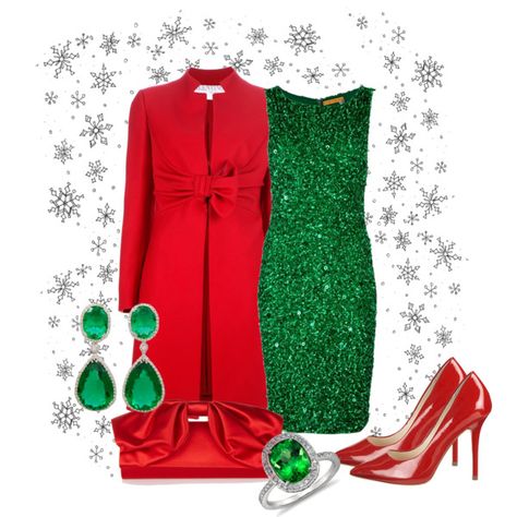 A fashion look from December 2012 featuring zip back dress, stand collar coat and red heel shoes. Browse and shop related looks. Elegant Christmas Dress Green, Red Christmas Dress Outfit, Business Holiday Party Outfit, Green Christmas Holiday Dress, Red Christmas Dress With Slee Esemeralgreen Christmas Dress, Green Christmas Dress For Dress-up, Green Sequin Dress Christmas, Christmas Fashion Outfits, Christmas Party Outfit Work