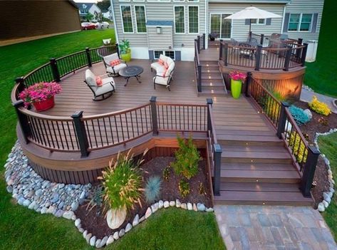 Trex Deck Designs, Patio Remodel, Patio Deck Designs, Deck Designs Backyard, Amazing Music, Lan Can, Decks Backyard, House With Porch, Backyard Deck