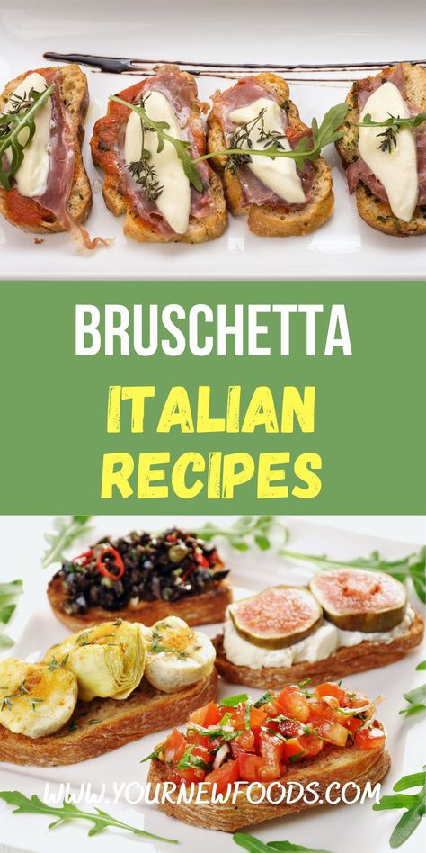 Recipes For Bruschetta. Try these delicious Bruschetta recipes. Easy to make & they perfect as an appetizer or at a party. Find your new favorites. Bruschetta is one of the most popular Italian appetizers and can be served as an appetizer or to accompany a meal. Italian bruschetta recipes can be made with just about any ingredient. Bruschetta is a delicious Italian appetizer that can be made in many different ways. There are some traditional recipes for bruschetta and some modern ones as wel Authentic Italian Appetizers Italy, Light Italian Appetizers, Brushetta Recipes, Fancy Starters, Italian Appetizers Party, Bruschetta Appetizers, Bruchetta Appetizers, Appetizers Italian, Bruschetta Recipes