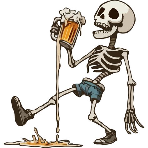 Drunk Skeleton is a Men's T-Shirt designed by katzura to illustrate your life and is available at Design By Humans Drunk Illustration, Zen Tattoo, Beer Tattoos, Art Graf, Bg Design, Beer Art, Artist Branding, Funny Skeleton, Art Contest