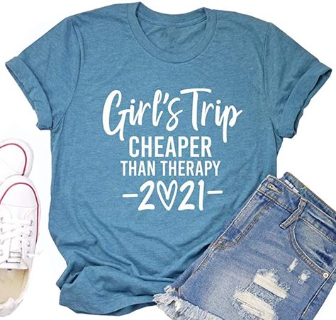 Vacation Tshirts, Travel Tshirt, Cheaper Than Therapy, Funny Girls, Girls Vacation, Girls Trip Shirts, Girls Weekend, Friends Shirt, Travel Shirts