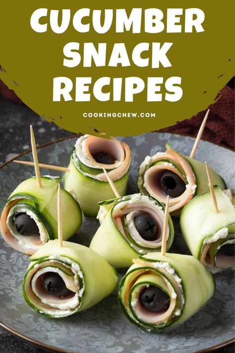 These easy cucumber snack recipes offer a wide range of flavors, from sweet-savory cucumber bites to Mexican-inspired snacks. Fresh Vegetable Snack Ideas, Easy Cucumber Recipes, What To Make With Cucumbers, Cucumber Snack Ideas, Cucumber Snack Recipes, Stuffed Cucumbers, Cucumber Snack, Cucumber Chips, Cucumber Snacks