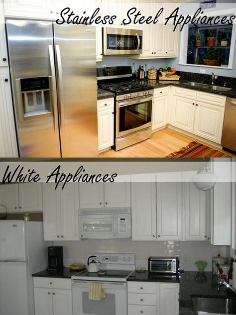 White Kitchen Appliances, White Oven, White Appliances, Kitchen Color, White Kitchen Cabinets, Stainless Appliances, Cabinet Colors, Stainless Steel Appliances, Double Wall Oven