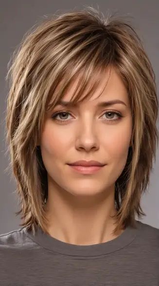 22 Stunning Butterfly Layers Haircut: Elegant Styles for All Ages Short To Medium Layered Haircuts, Layered Feathered Hair Medium, Layers Bob Medium, Medium Length Bob With Layers And Bangs, Jennifer Aniston Layered Hair, Short Haircut Ideas Layers, No Styling Haircut, Feather Haircut Medium, Medium Layers Haircuts