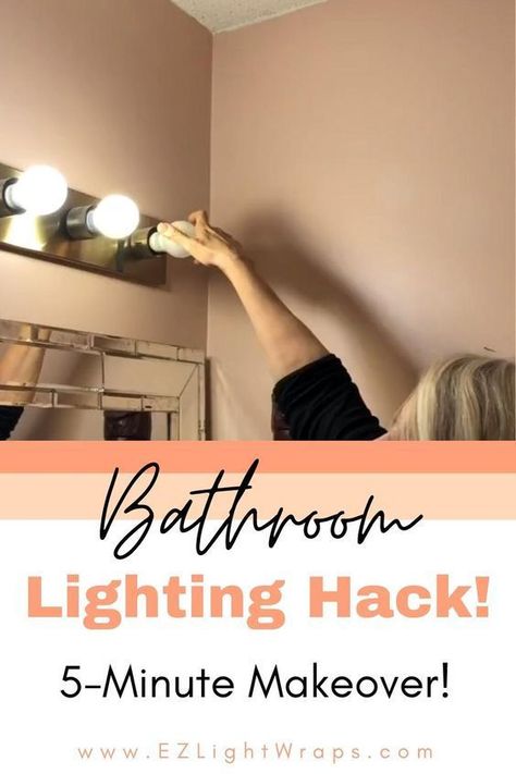 Diy Vanity Lights, Bathroom Light Shades, Mirror Farmhouse, Lighting Makeover, Lighting Hacks, Bulb Lights, Diy Bathroom Makeover, Hollywood Lights, Lighting Bathroom