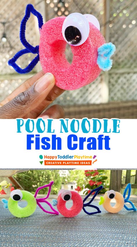 Easy Summer Daycare Crafts, Pool Noodle Animal Crafts, Pool Noodle Animals, Vbs Crafts For Preschoolers, Rocky Beach Vbs Crafts, Summer Prek Crafts, Pool Noodle Crafts For Kids, Pool Noodles Crafts, Sea Crafts For Preschoolers