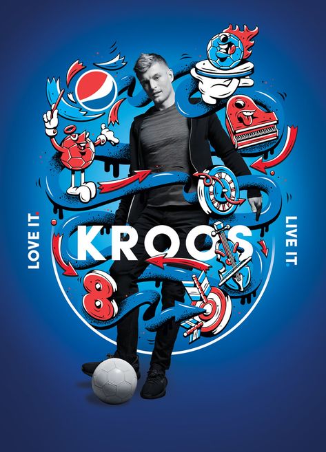 Love It. Live It. Football Sports Illustrations Design, Pepsi Max, Gfx Design, Creative Flyer Design, Sport Illustration, Creative Flyers, Sports Graphic Design, Toni Kroos, Social Media Design Inspiration