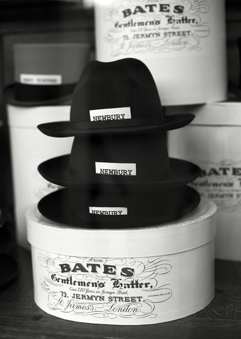 I love the type on the hat boxes - the hats are great too Hat Packaging, Gentleman Hat, Vintage Hat Boxes, Hat Boxes, Love Hat, Pretty Packaging, Wearing A Hat, Hat Box, Packaging Design Inspiration