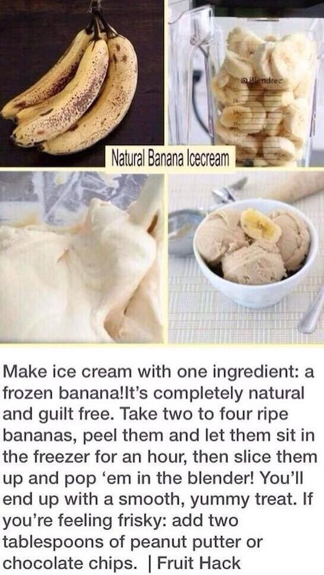 Scream 4, Snack Hacks, Banana Ice Cream, Ripe Bananas, Köstliche Desserts, Eating Recipes, Breakfast Food, Frozen Banana, Frozen Treats