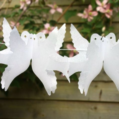 White Dove As Ornaments – 24 Images | Decor 10 Creative Home Design Paper Dove, Wedding Doves, Bird Template, Wedding Reception Table Decorations, Honeycomb Decorations, Reception Table Decorations, Origami Bird, Engagement Party Decorations, Paper Garland