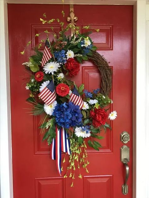 35+ Easy DIY Dollar Store Patriotic Wreath Ideas to Make for July 4th - HubPages Elegant Patriotic Decor, 4th Of July Wreaths For Front Door Diy, Memorial Day Wreaths Diy, Patriotic Wreaths For Front Door Diy, Fourth Of July Wreath Diy, 4th Of July Wreath Diy, Diy Fourth Of July Wreath, Patriotic Wreath Ideas, Patriotic Wreaths For Front Door