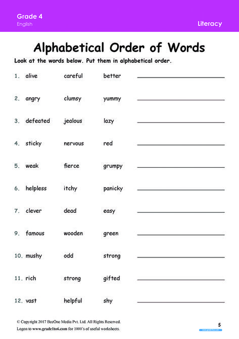 1std English Worksheet, English Worksheets For Grade 1 Grammar, Worksheets For Grade 3 Free Printable, Dictionary Worksheets, Alphabetical Order Worksheets, Abc Order Worksheet, Free English Worksheets, 6th Grade Worksheets, Dictionary Skills